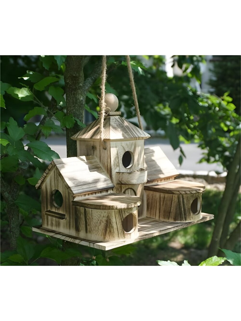 2in1 Bird House & Feeder, Large for Outside, 6 Hole for Outdoors